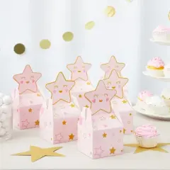 Blue Panda 24 Pack Pink Twinkle Little Star Paper Party Favor Treat Boxes, Baby Shower, Gender Reveal Decorations, , 4 x 8 In