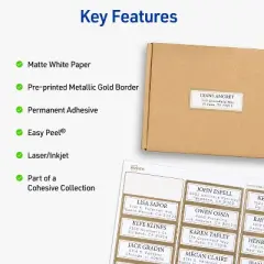 Avery Labels with Metallic Gold Borders, 1" x 2-5/8", 300 Ct (6507)