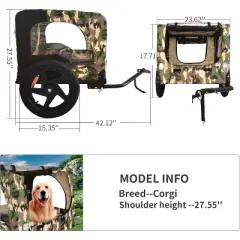 Dog Bike Trailer Outdoor Pet Stroller with 16" Wheels   Heavy-Duty Dog Carriers Wagon Carrier Cart Travel   Waterproof Puppy Stroller
