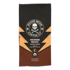 Death Wish Coffee Co. Medium Roast Whole Bean Coffee - Case of 6/16 oz