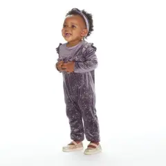 Andy & Evan Toddler  Girls Onesie w/Headband Purple, Size 12-18 Months
