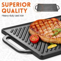 Attop Cast Iron Reversible Grill Griddle，Double Sided Grill Pan Perfect for Gas Grills and Stove Tops