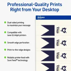 Avery Printable Banner Rectangle Flag Tags, Sure Feed Technology, 1" x 3", Matte Ivory Cardstock, Print-to-The-Edge, Laser/Inkjet Printable, 160 Total