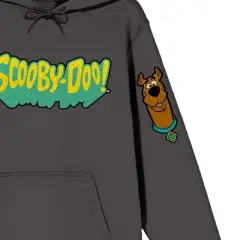 Scooby Doo Character Chenille Patch Long Sleeve Charcoal Hooded Sweatshirt