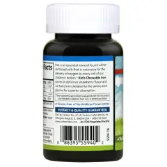 Carlson - Kid's Chewable Iron, 15 mg, Superior Absorption, Blood Health, Energy Production, Strawberry Flavor