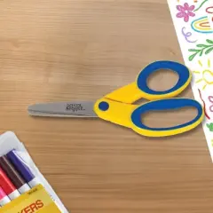 School Smart Blunt Tip Kids Scissors, Left Handed, 5 Inches, Yellow/Blue