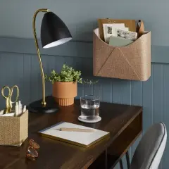 Woven Wall Pocket with Faux Leather Loop Taupe - Threshold&trade;: Wall File & Mail Organizer, Office Holder,