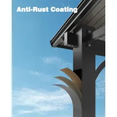 10' x 14' Outdoor Gazebo, Patio Hardtop Lean to Gazebo with Sturdy Steel Frame, Large Wall Mounted Heavy Duty Awning Outdoor Pergola for Porch, Deck