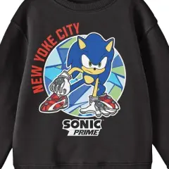Sonic Prime New Yoke City Crew Neck Long Sleeve Black Youth Sweatshirt
