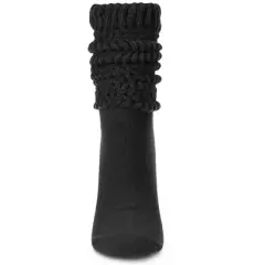 Memoi Women's Wide Ribbed Cotton Blend Slouch Crew Socks