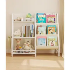 SUGIFT 3 Tier Kids Bookshelf and Toy Storage,  Kids Bookcase, Toy Storage Organizer(White)