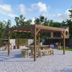Outsunny Outdoor Wooden Pergola, Grape Vine Gazebo with Concrete Anchors for Garden, Patio, Backyard, Deck