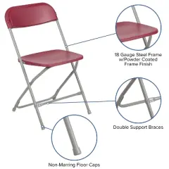 Emma and Oliver Set of 10 Stackable Folding Plastic Chairs - 650 LB Weight Capacity