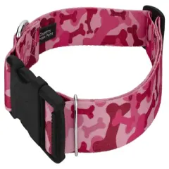 Country Brook Petz 1 1/2 Inch Deluxe Pink Bone Camo Dog Collar