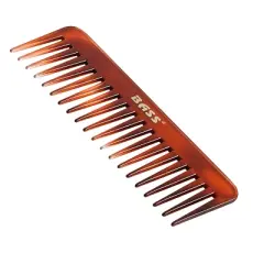 Bass Brushes Tortoise Shell Finish Grooming Comb Premium Acrylic Wide Tooth Style Wide Tooth Style