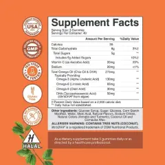Omega-3 Gummies for Adults, Vegetarian Omega 3 6 9 DHA Gummies for Brain, Bone, Heart & Joint Support, Lemon & Orange Flavors, Nature's Craft