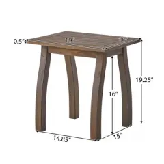 INFURNIC Patio End Tables Acacia Wood Outdoor Accent Table with Slatted Design for Stylish Outdoors, Grey, 19"*15"*19.25"