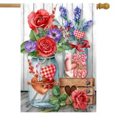Briarwood Lane Love Filled Mason Jars Valentine's Day House Flag