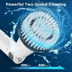Swtroom Electric Spin Scrubber - Power Shower Cleaning Brush with Extendable Handle & 4 Brush Heads for Bathrooms Window and Floor White/Black