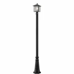Aspen 10" Outdoor Pendant Light - Black, Seedy Glass, Dimmable, Wet Rated, 1 Bulb, 100W
