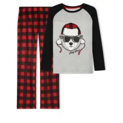 Sleep On It Boys Stay Cool Bear Soft Novelty Fleece 2-Piece Pajama Sleep Pant Set