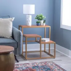 Camber 3 Tiered Plant Stand Side Table Gold - Powell Company