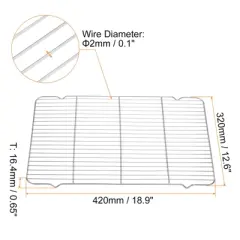 Unique Bargains Stainless Steel Cooling Rack Baking Roasting BBQ Grill Net 18.9" x 12.6" 1 Pc