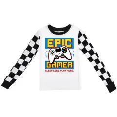 Epic Gamer Youth Boy's Black & White Checkered Long Sleeve Shirt & Sleep Pants Set