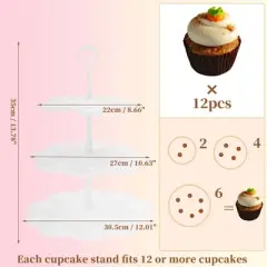 Unique Bargains 3-Layer Dessert Cupcake Stand Flower-shaped with Tiered Serving Tray for Pastries Donuts and Fruits White