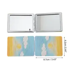 Unique Bargains Rectangular Hand-drawn Makeup Mirror Blue Yellow 1 Pc