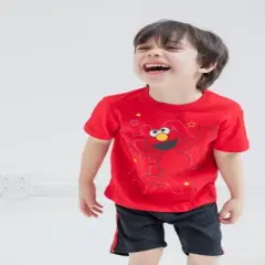 Sesame Street Elmo Cookie Monster Big Bird Oscar The Grouch Baby T-Shirt and Mesh Shorts Outfit Set Toddler