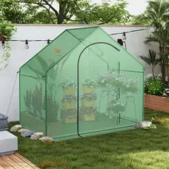 Costway 6 x 3 x 5.5FT Mini Walk-in Greenhouse with PE Cover Rustproof PE-Coated Metal Frame