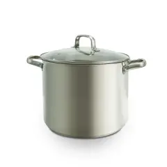Oster Adenmore 12 Quart Stainless Steel Stock Pot With Tempered Glass Lid