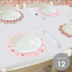Big Dot of Happiness 1st Birthday Little Miss Onederful - Girl First Birthday Party Round Table Decorations - Paper Chargers - Place Setting For 12