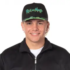 Rick And Morty Portal Time Pre-Curved Bill Adjustable Snapback Hat Cap Black