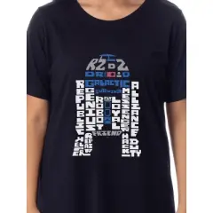 Star Wars Womens' Movie Film R2-D2 Droid Word Art Nightgown Sleep Pajama Black