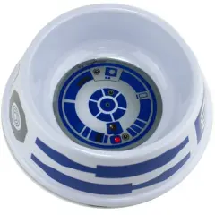Buckle-Down Single Melamine Pet Bowl - 7.5 (16oz) - Star Wars R2-D2 Top View + Parts Bounding White Blue Gray