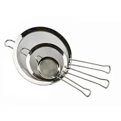 Stainless Steel Mesh Strainer with Straight Handle - Round Sieve Colander (3 + 5.5 + 8 inches)