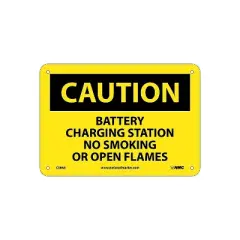 National Marker Caution Signs; Battery Charging Station No Smoking Or Open Flames 7X10 .040 Aluminum