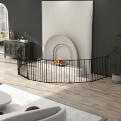 200" Adjustable Safety Gate 8 Panels Play Yard Metal Doorways Fireplace Fence Christmas Tree