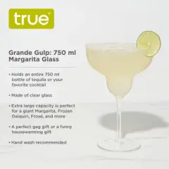 True Grande Gulp Giant Margarita Glass - Stemmed Cocktail Glass Fits Full Liquor Bottle - 750ml / 25 oz. Set of 1, Clear