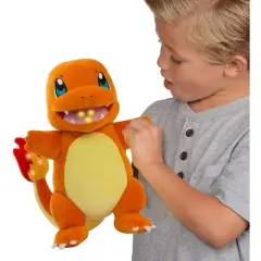 Pokemon Flame Action Charmander 10 Inch Interactive Plush with Lights & Sounds - Light Up Tail & Mouth with Multiple Sound Effects