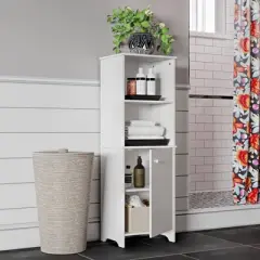 Linen Cabinet with Open Cubbies White - RiverRidge Home