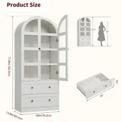 Garvee Tall Farmhouse Kitchen Pantry, Arched Wood Kitchens Storage Cabinets with 2 Large Drawers, Easy Assembly