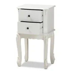 2 Drawer Sophia Wood Nightstand White - Baxton Studio
