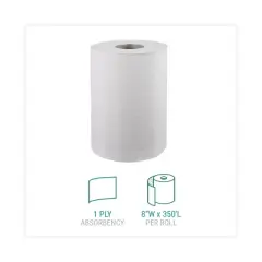 Windsoft Hardwound Roll Towels, 1-Ply, 8" x 350 ft, White, 12 Rolls/Carton