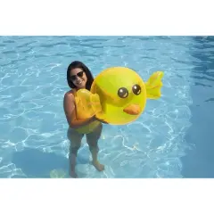 Swimline Inflatable Chick Beach Ball, Heavy-Duty Vinyl, Water and Beach Toy, 31.5" x 20", Yellow Chick, 1 Count