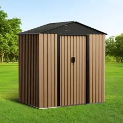 Metal Outdoor Storage Sheds Waterproof Garden Shed with Lockable Doors for Backyard, Equipment, Courtyard, Patio, Tool & Outdoor Storage 6 x 4 FT