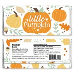Big Dot of Happiness Little Pumpkin - Candy Bar Wrapper Fall Birthday Party or Baby Shower Favors - Set of 24