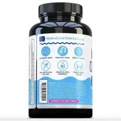 Marine Collagen Capsules, Collagen Powder with Types I II III V & X & Vitamin C for Beautiful Hair Skin and Nail, Unflavored, Vitauthority, 120ct
